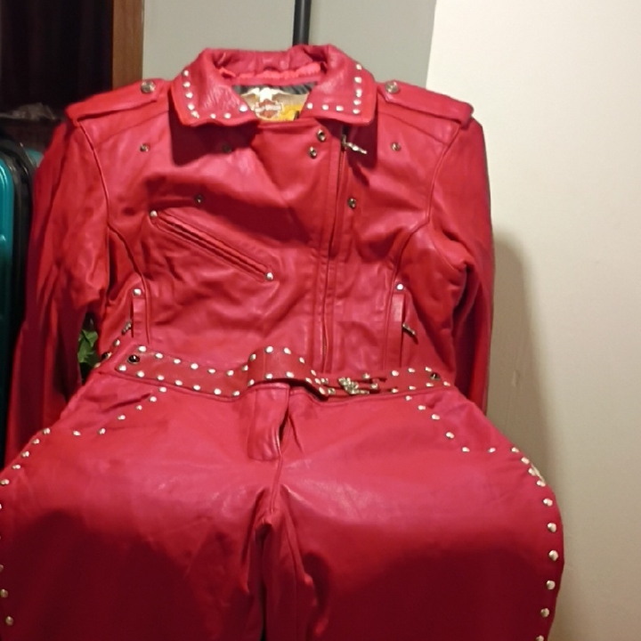 Harley Davidson Vibrant Red Studded Leather Jacket